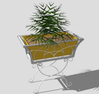铁艺盆栽花架植物种植SU模型下载_sketchup草图大师SKP模型