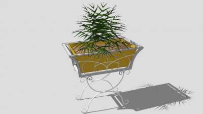 铁艺盆栽花架植物种植SU模型下载_sketchup草图大师SKP模型