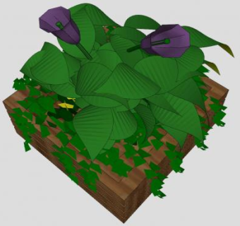 现代花坛和紫色马蹄莲SU模型下载_sketchup草图大师SKP模型