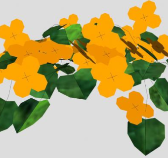 简易橙色花卉绿叶植物SU模型下载_sketchup草图大师SKP模型