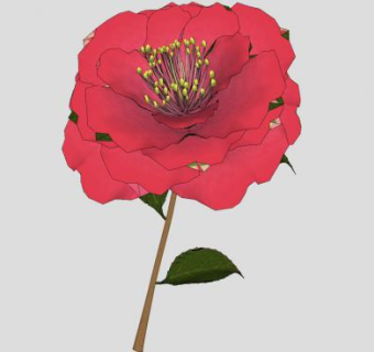 红色鲜花花卉SU模型下载_sketchup草图大师SKP模型