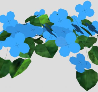 简易蓝色花卉绿叶植物SU模型下载_sketchup草图大师SKP模型