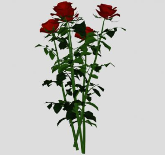 一束红玫瑰花SU模型下载_sketchup草图大师SKP模型