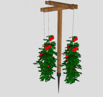 木桩吊挂番茄SU模型下载_sketchup草图大师SKP模型