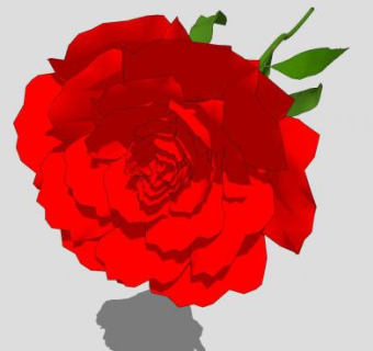 红玫瑰花枝SU模型下载_sketchup草图大师SKP模型