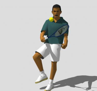 网球运动员人物SU模型下载_sketchup草图大师SKP模型
