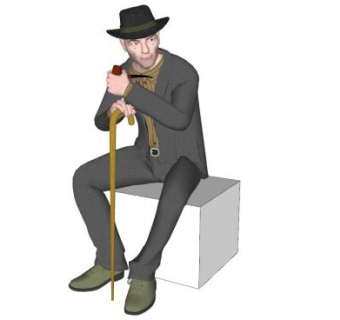 老爷爷坐姿SU模型下载_sketchup草图大师SKP模型