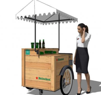 贩卖车和OL美女职业装人物SU模型下载_sketchup草图大师SKP模型