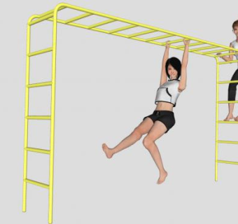 健身器材爬杆美女SU模型下载_sketchup草图大师SKP模型