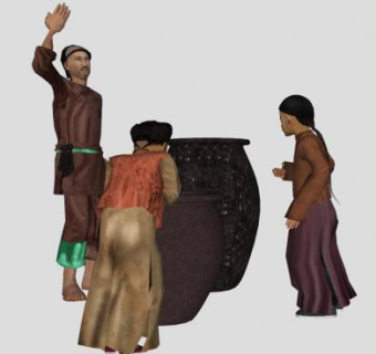 司马光砸缸人物SU模型下载_sketchup草图大师SKP模型