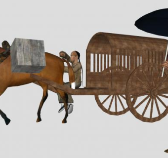 中国清朝古代马车人物SU模型下载_sketchup草图大师SKP模型