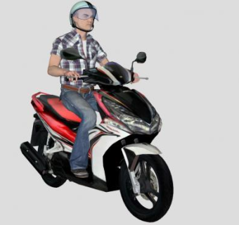 摩托车戴头盔骑车人SU模型下载_sketchup草图大师SKP模型