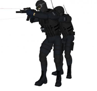 现代警卫人物SU模型下载_sketchup草图大师SKP模型