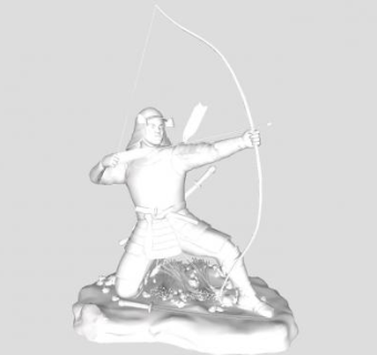 日本武术射箭雕塑人物SU模型下载_sketchup草图大师SKP模型
