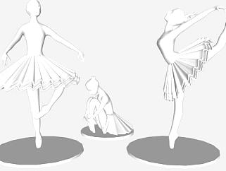 芭蕾舞人物雕塑SU模型下载_sketchup草图大师SKP模型
