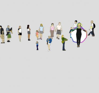 2D人物集合SU模型下载_sketchup草图大师SKP模型