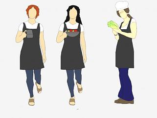 2D女<em>厨师人物</em>SU模型下载_sketchup草图大师SKP模型