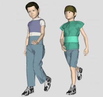 3D小男孩人物SU模型下载_sketchup草图大师SKP模型