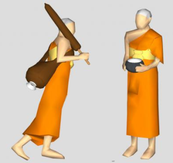 和尚僧人SU模型下载_sketchup草图大师SKP模型