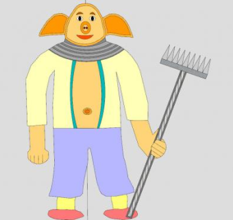 2D猪八戒卡通人物SU模型下载_sketchup草图大师SKP模型