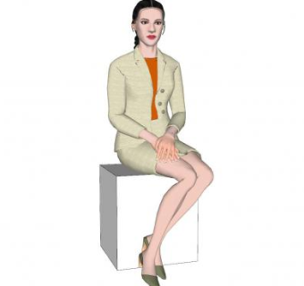 大长腿美女坐姿SU模型下载_sketchup草图大师SKP模型