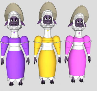 小羊阿姨卡通人物SU模型下载_sketchup草图大师SKP模型