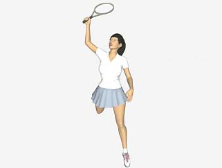 <em>网球</em>女运动员SU模型下载_sketchup草图大师SKP模型