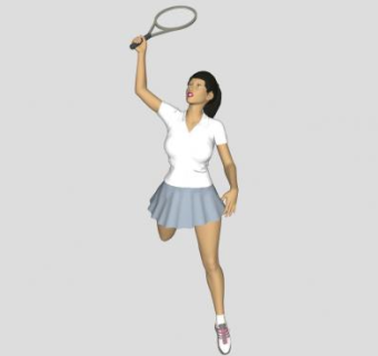网球女运动员SU模型下载_sketchup草图大师SKP模型