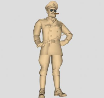 手拿教鞭的将军SU模型下载_sketchup草图大师SKP模型