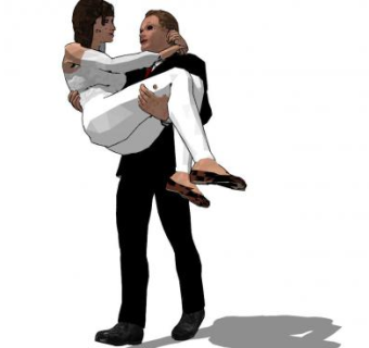 西装男子抱起女生SU模型下载_sketchup草图大师SKP模型