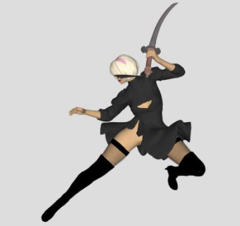 《灵魂能力6》2B女性角色SU模型下载_sketchup草图大师SKP模型