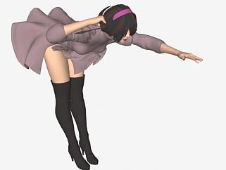 <em>漂亮的</em>3D游戏美女SU模型下载_sketchup草图大师SKP模型