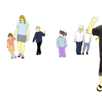 2D儿童妇女人物SU模型下载_sketchup草图大师SKP模型