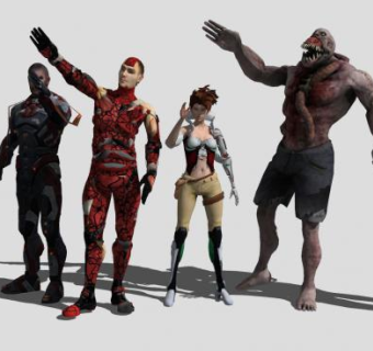 3D游戏人物组SU模型下载_sketchup草图大师SKP模型