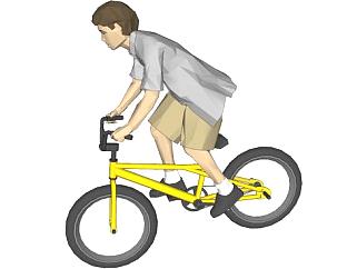 <em>骑单车</em>的少年SU模型下载_sketchup草图大师SKP模型