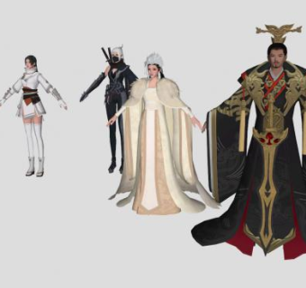 皇帝龙袍和皇后等江湖游戏人物SU模型下载_sketchup草图大师SKP模型