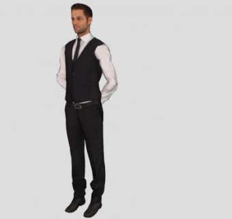 男服务员人物SU模型下载_sketchup草图大师SKP模型