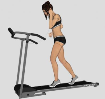 跑步机上的运动美女SU模型下载_sketchup草图大师SKP模型
