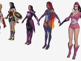 3D女超人游戏人物组SU模型下载_sketchup草图大师SKP模型