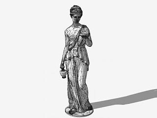 古希腊风格女人雕塑SU模型下载_sketchup草图大师SKP模型