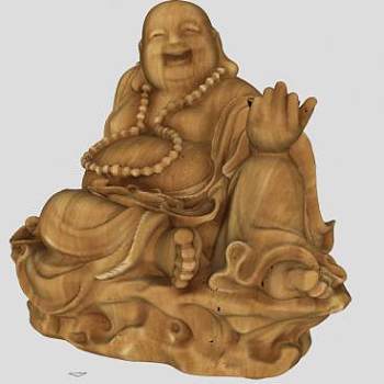 大耳弥勒佛雕像SU模型下载_sketchup草图大师SKP模型