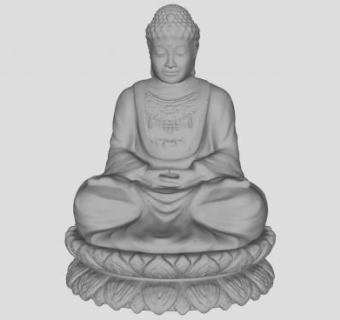 坐莲菩萨雕像石像SU模型下载_sketchup草图大师SKP模型