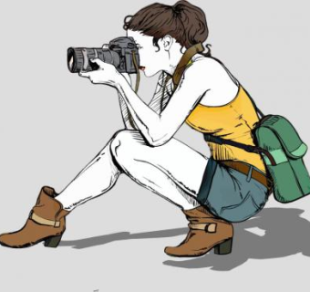 蹲下拍照摄像的女摄影师SU模型下载_sketchup草图大师SKP模型