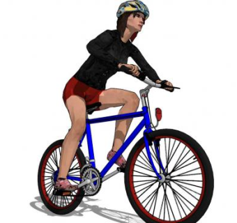 骑自行车单车运动女士SU模型下载_sketchup草图大师SKP模型