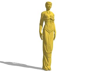 女性人物雕塑SU模型下载_sketchup草图大师SKP模型