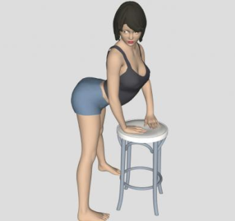 美女人物SU模型下载_sketchup草图大师SKP模型