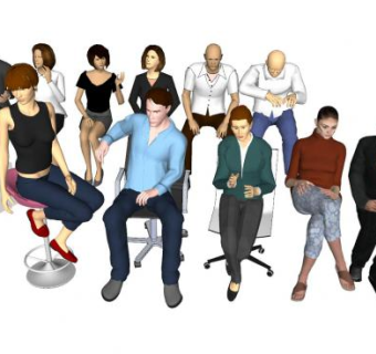 各种坐姿人物SU模型下载_sketchup草图大师SKP模型