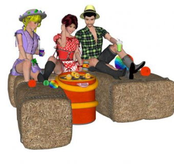 大叔美女姐姐和搞笑表情SU模型下载_sketchup草图大师SKP模型