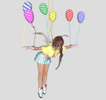 美女和她的气球SU模型下载_sketchup草图大师SKP模型