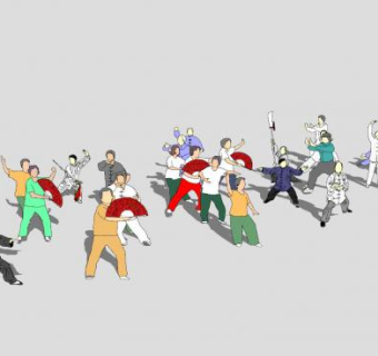各种运动太极拳人物SU模型下载_sketchup草图大师SKP模型